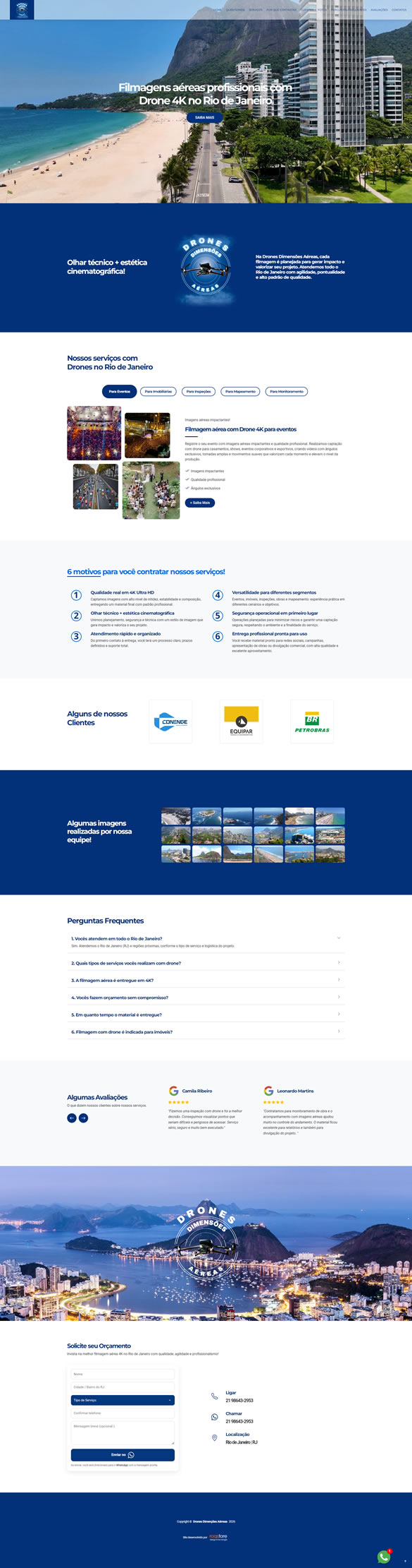 Site Drone Dimenções Aéreas